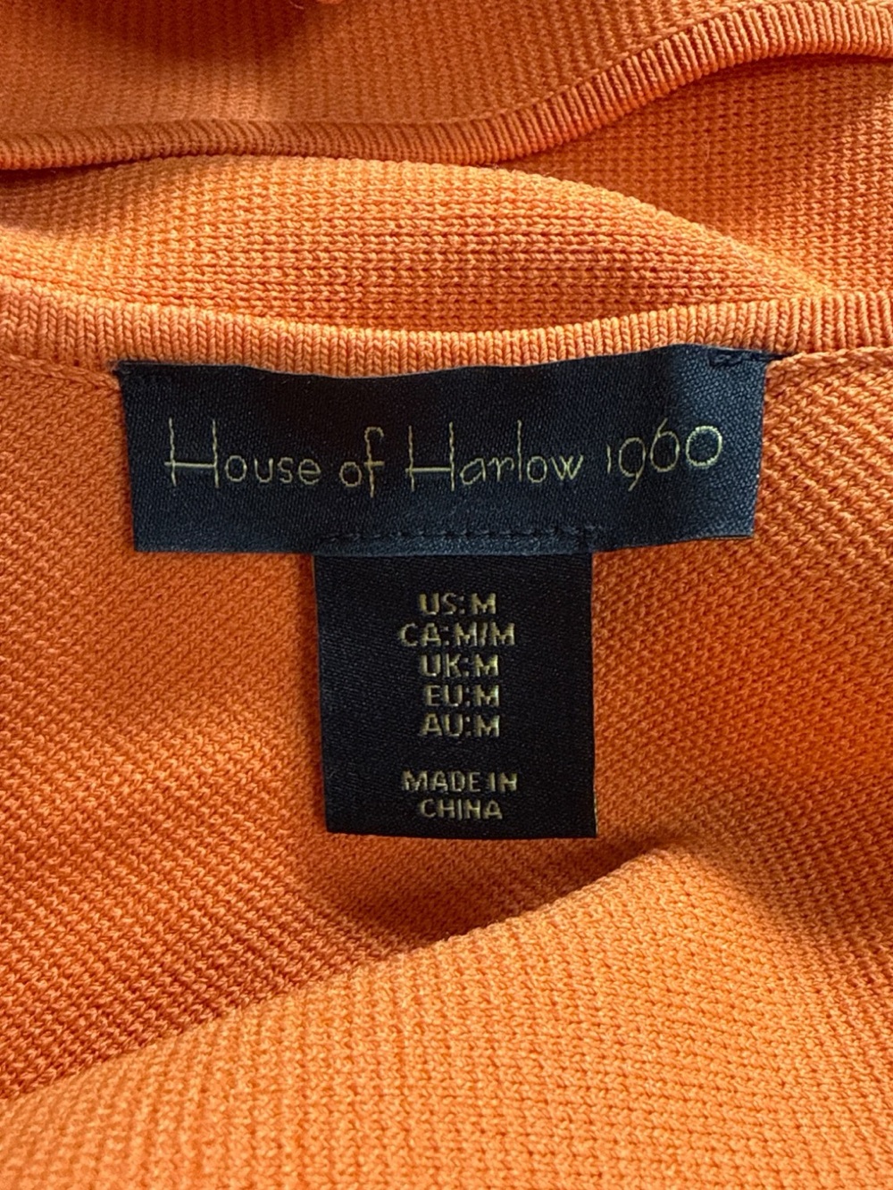 House of Harlow 1960 Orange Knit Bodycon Midi Dress Cross Back Size M - Picture 4 of 6